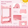 Children's Wardrobes,Kids Dress up Storage Wardrobe,Toddler Armoire Dresser Wardrobe w/Mirror & Cloth Hanger,Cute Crown Patterns 3