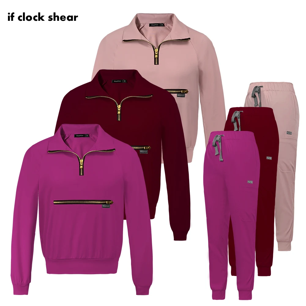 

Scrubs Suit Pet Clinic Uniforms Wholesale Nutritionist Work Sets Solid Color Spa Uniform High Quality Lab Dustproof Work Clothes