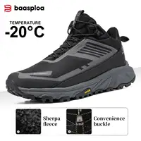 Baasploa Men Hiking Shoes Outdoor Waterproof Resistant Sneakers Male Winter Comfort Plush Warm Casual Walking Shoes Non-Slip