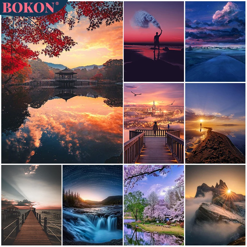 

Scenery 5D Diamond Painting Mountains and Seas DIY Diamond Painting Mosaic Full Diamond Embroidery Painting Home Decoration