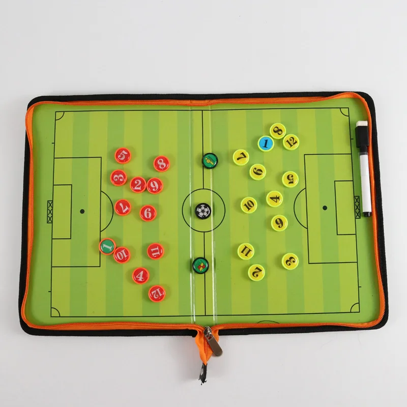 Creative Zipper Football Tactical Board Leather Magnetic Portable Soccer Coaching Board with Magnet Chess Pen Eraser