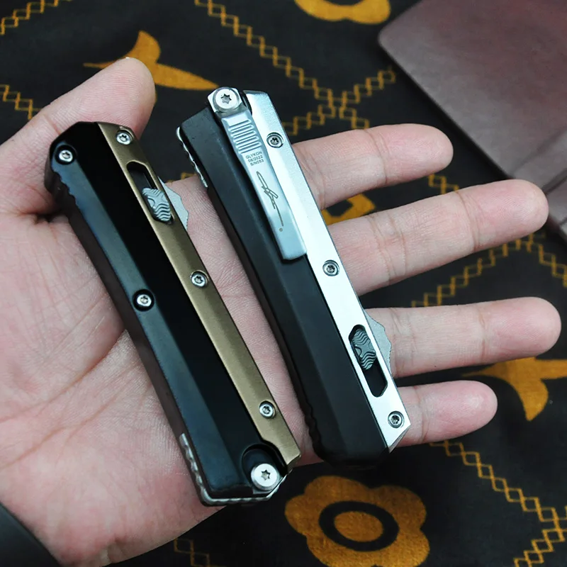 Glykon Mini Style Micro OTF Knife Tech Pocket Knives M390 Blade Outdoor Camping Self Defense Zinc Aluminum Handle EDC Tools 2