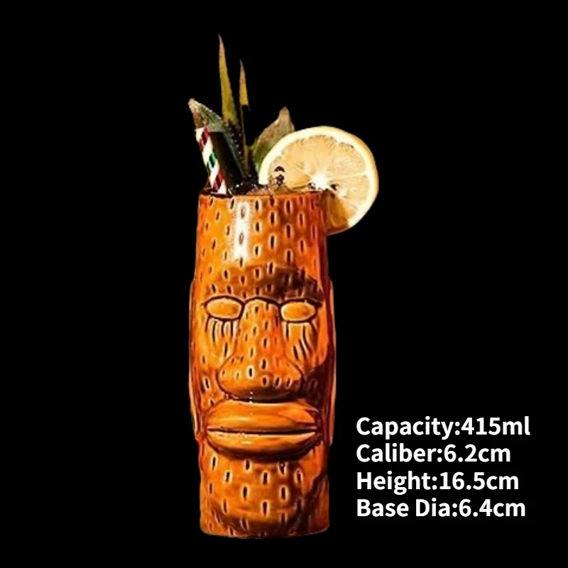 Hawaiian Ceramic Tiki Mug - Creative Cocktail Cup and Halloween Bar Gift