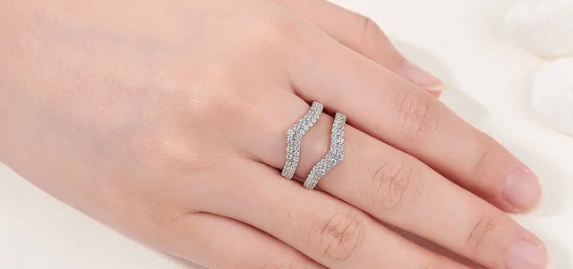 Womens Engagement Rings, Women 925 Sterling Silver Rings Half Eternity 6 Prong Round Moissanite Promise Ring Silver