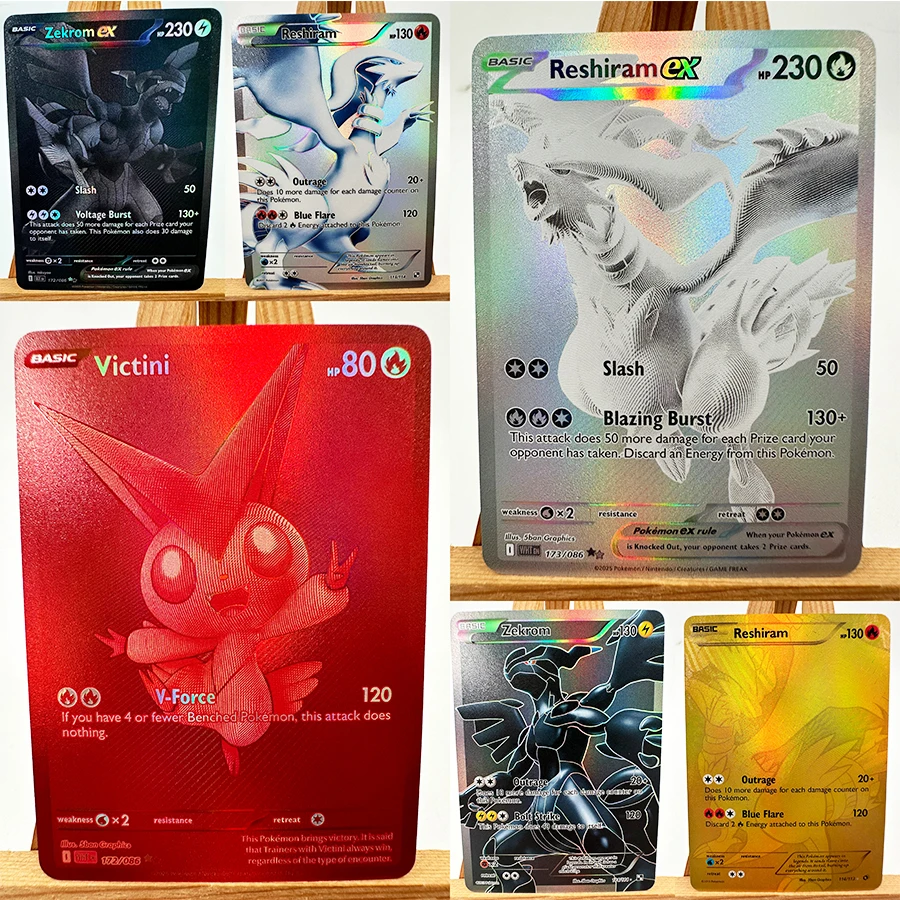 PTCG WHT BLK Victini Zekrom Reshiram Hida English Toys Hobbies