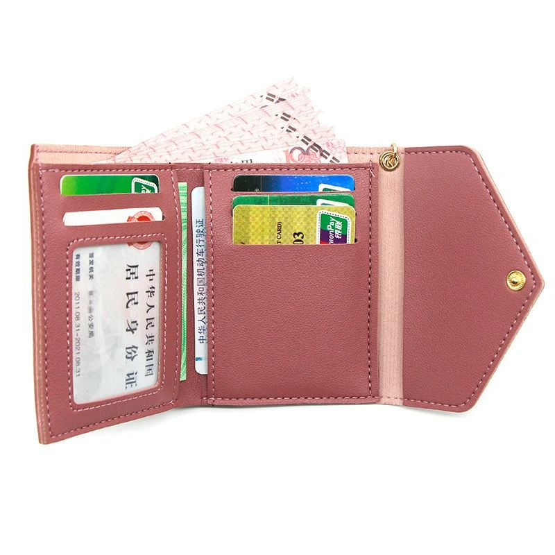 5PCS Women New Short Wallet Solid Color Fashion Thin Multi-card Money Clip PU Leather Bank Card Coin Collection Purse Wholesale