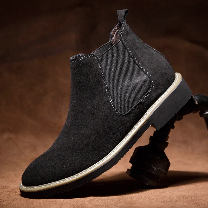 

Men Boots Comfortable Elevator Shoes Height Boots Heightening Man Increase Insole 6CM Slip-On Suede Ankle Boots Chelsea Boots