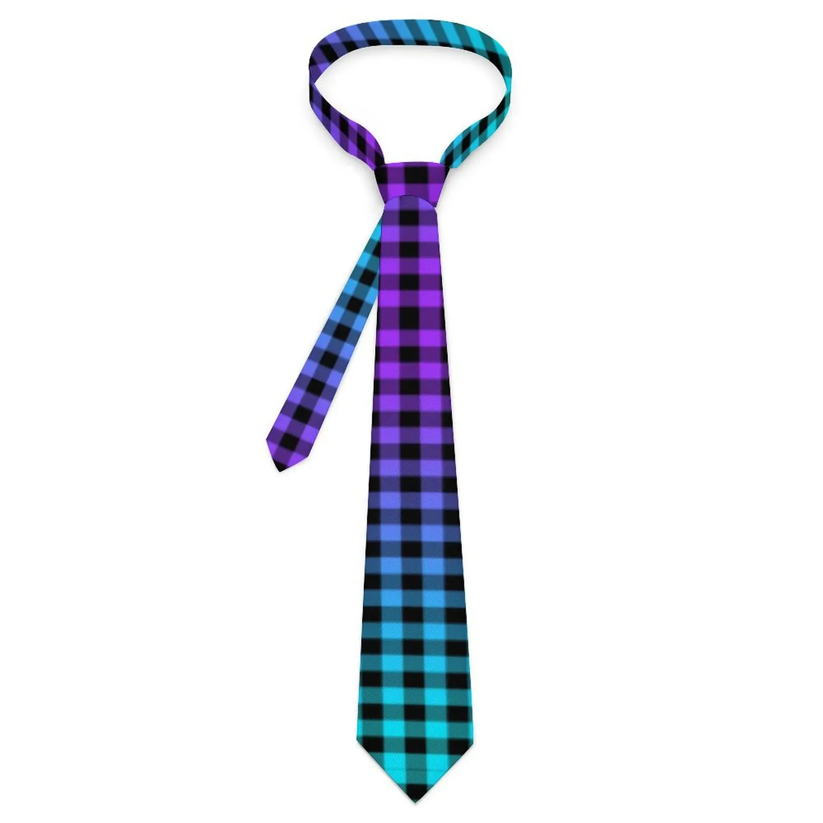 

Black Plaid Print Tie Purple Ombre Cute Funny Neck Ties For Men Business Quality Collar Tie Design Necktie Accessories