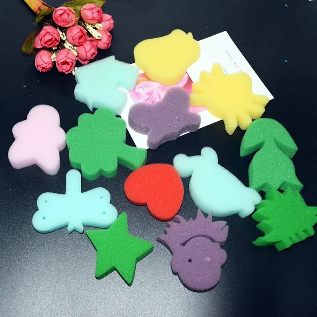 Sponge Painting Sponges Kids Paint Shapes Diy Craft Tools Kid Art Stamp Drawing Children Shape Toddler Stamps Brush Toddlers 4