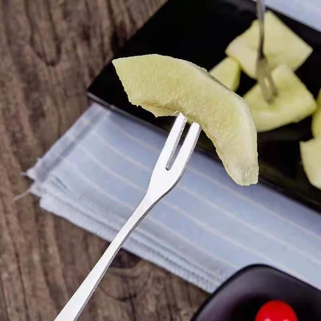 Mini Étel Minőségű Rozsdamentes Acélból Származó Gyümölcsvillák Kreatív Villák Snack Születésnapi Torta Desszert Gyümölcs Konyha Asztali Edények Tartozék - Image 3
