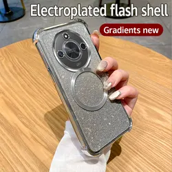 Shockproof Clear Magnetic Ring Glitter Phone Case for Magic 5 (Silver)