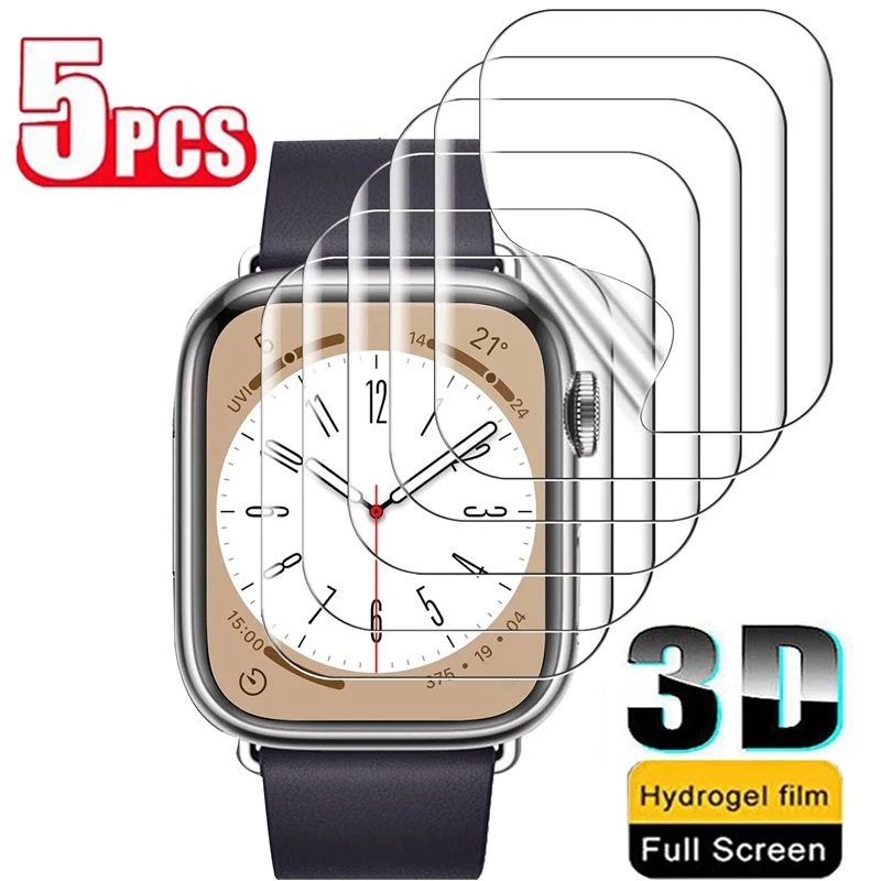 Watch Screen Protector 5PCS Hydrogel Film for Apple Watch Ultra 2 1 49MM 6 5 4 SE 40/44MM Series 7 8 9 41MM 45MM