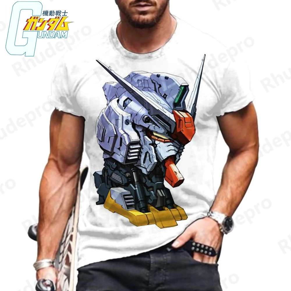 

Men Clothing High Quality Men's T-Shirt Essentials Streetwear Gundam Fashion Tops HD Print New Anime Leisure Y2k Oversized