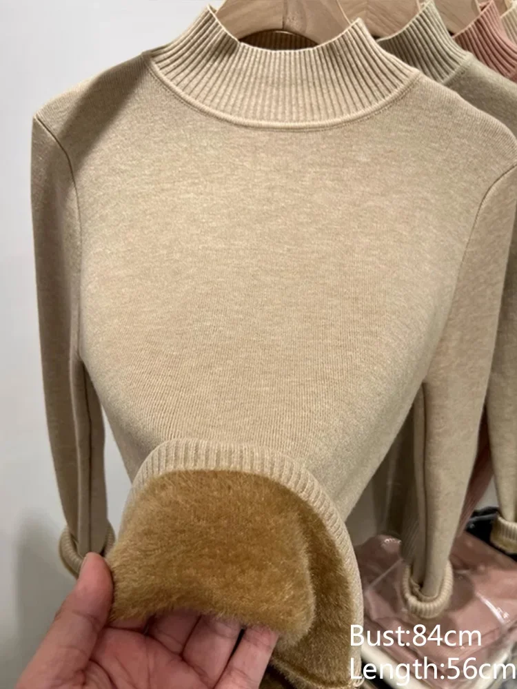 New Autumn and Winter Elegant Semi-turtleneck Women's Long-sleeved Sweater Fashionable Solid Color Knitwear Bottoming Shirt