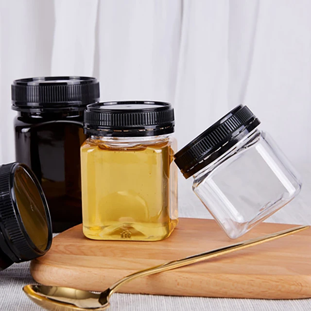 250 G Mézes Műanyag Palack Átlátszó Fekete Manuka Lopásgátló Kisállat-Csomagolás 500