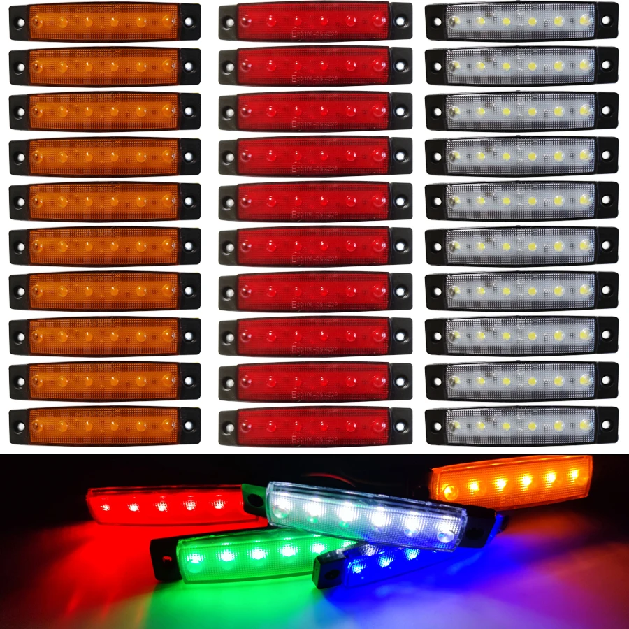 10Pcs 12v 24v Led Bus Side Marker Indicators Lamp Car Signal Brake Rear Warning Trailer Lights for Scania Truck Accessories