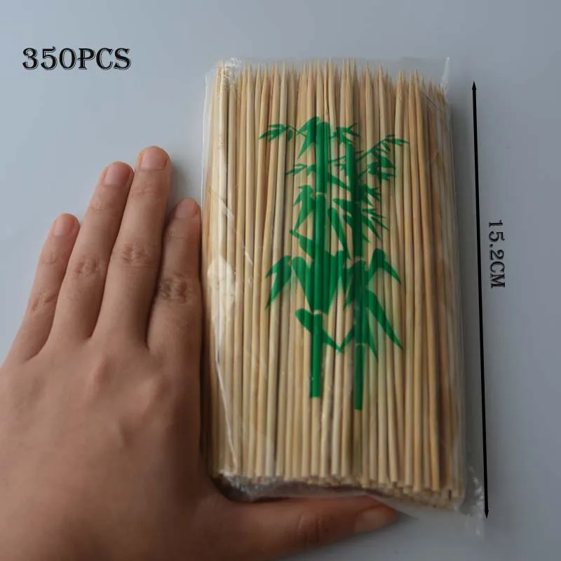 350PCS Short Bamboo Skewers Wooden Barbecue Kebabs Fruit Chocolate Fountain Bars Party Buffet Edible Sticks Can Be Carbonized