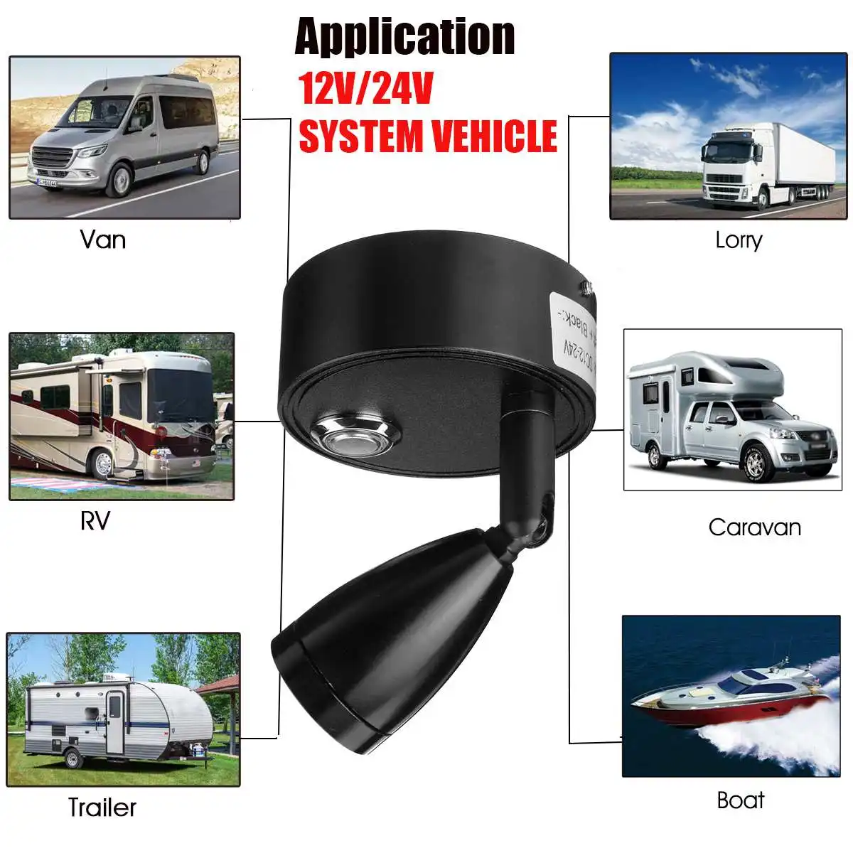 ķī  ĳ Ʈ LED ƮƮ, 12-24V RV ׸ ,   , 360  ȸ  , USB Ʈ 