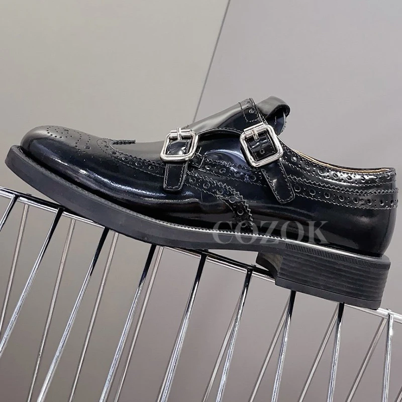 

New British Style Female Loafers Autumn Buckle Strap Design Wear Resistant Casual Shoes Breathable Non-slip Ladies Leisure Shoes