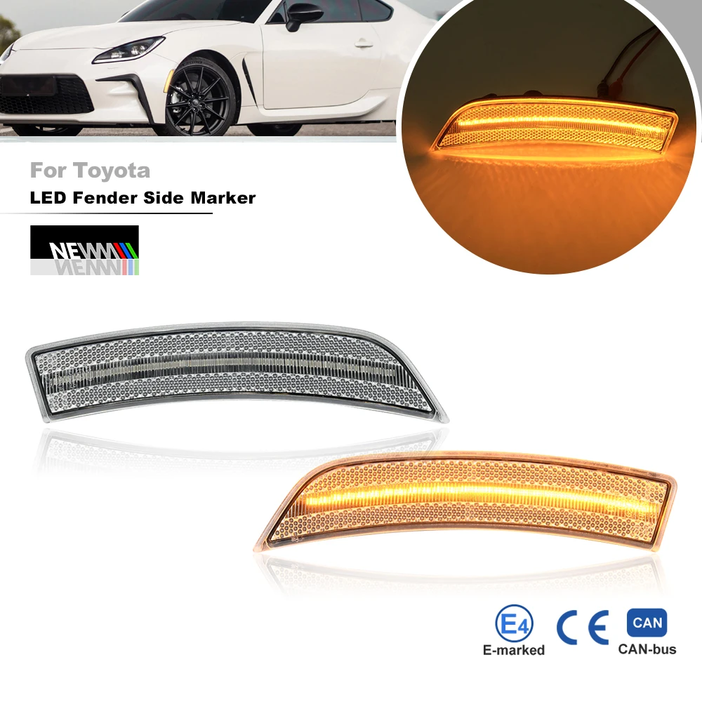 

For Subaru BRZ ZD8 2022+ For Toyota GR86 ZN8 2022+ Bumper Fender Flare Amber Led Side Marker Repeater Reflector Light Assy Kits