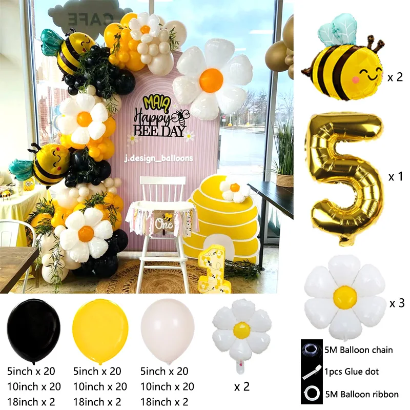 Cartoon Kleine Biene und Freunde Folienballons Bogen-Girlanden-Set Latexballons Zahlenballons Geburtstag Babyparty Geschenke – Detail 15