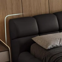 Lit double de luxe en cuir de première qualité pour chambre à coucher, cadre de tête de lit esthétique, dossier souple, taille king, meubles de maison 4