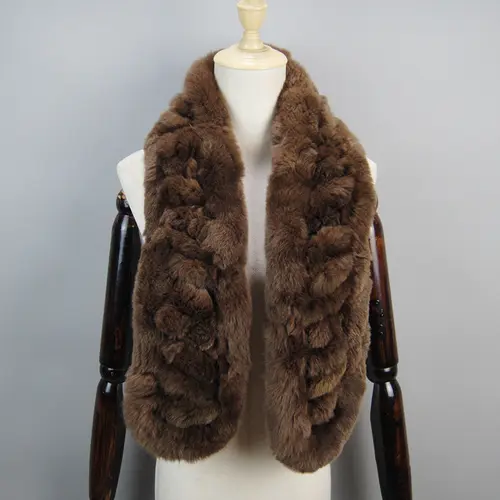 2026 New Arrivals Women Real Rex Rabbit Fur Scarf Lady Fashion Knitted Warm Soft Winter 100% Natural Real Rex Rabbit Fur Muffler - Image 17