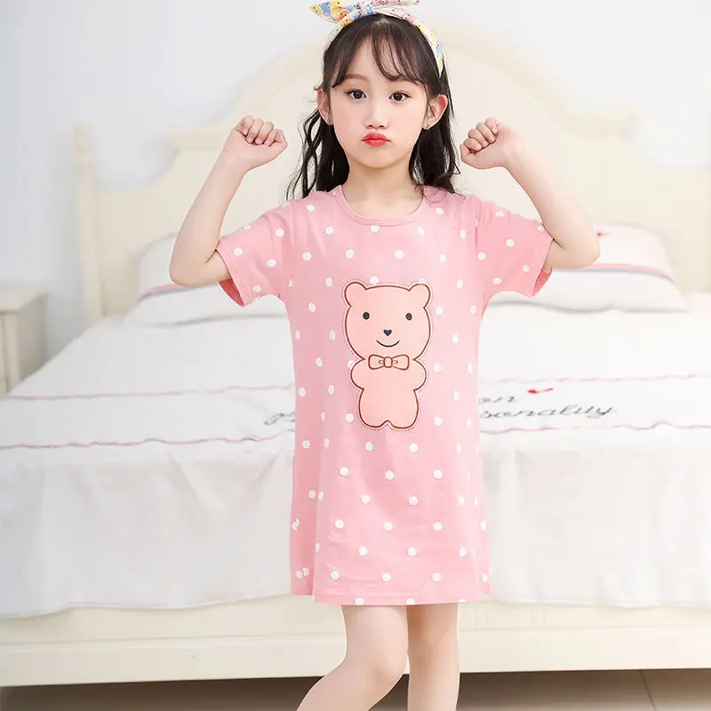 pajama sets couple	 Lovely Cute Cotton Girls Nightgowns Children Sleepwear Pajamas Kids Homewear Teen Girls Clothes Child Nightdress Summer Dress nightgowns baby