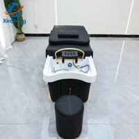 Lit de lavage capillaire SPA avec vapeur et fumigation, éclairage LED intégré, pour salon de coiffure et barbier 5