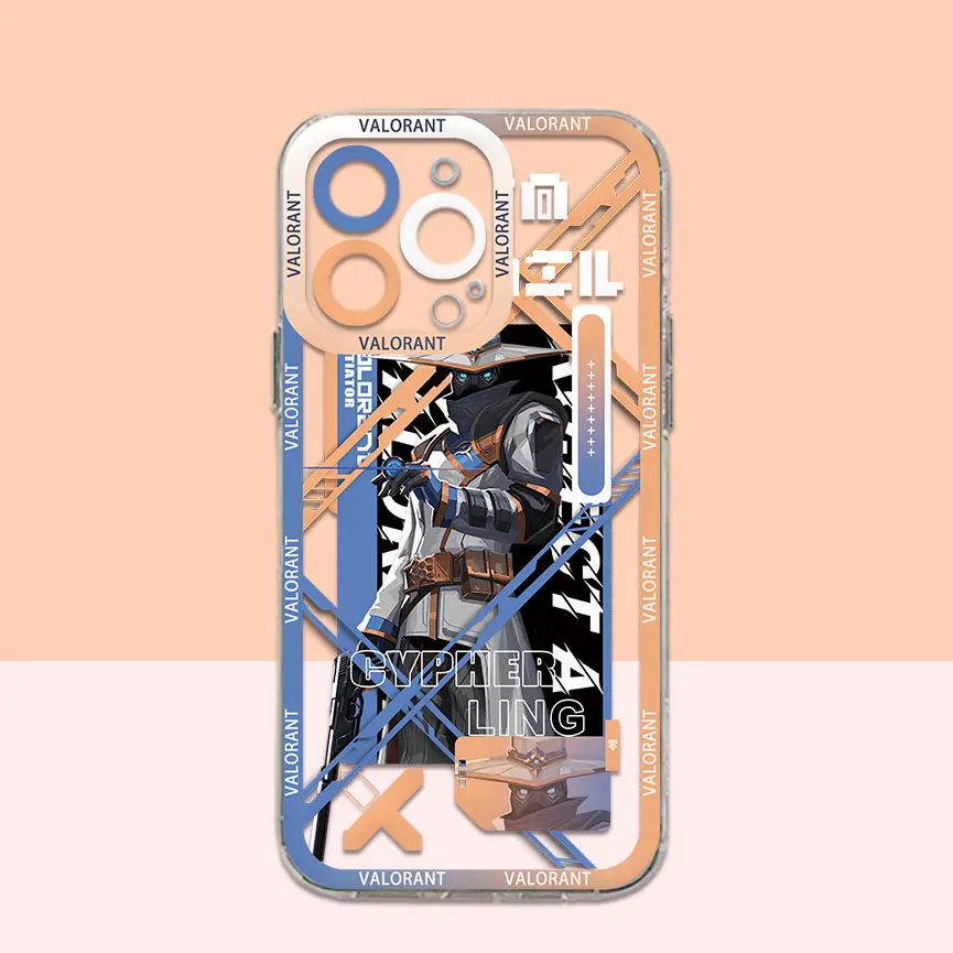 thumbnail image 1 of Funda de teléfono con diseño de personajes del juego Valorants para Samsung S24 S23 S22 S21 S20 S10 FE Note20 10 Plus Ultra Lite 5G, funda de TPU suave transparente, 1 of 4