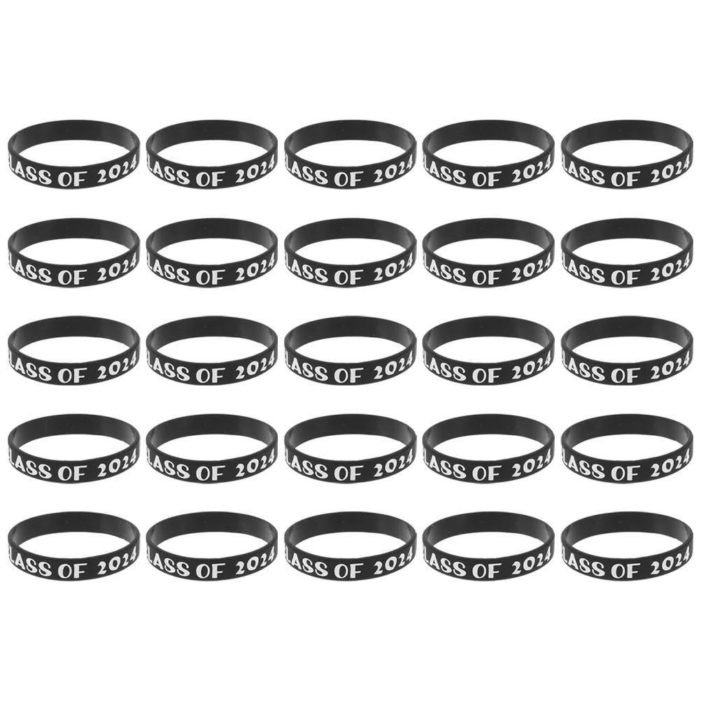 25 Pcs Wrist Band Wristband Student Silica Gel Silicone for Class of 2024