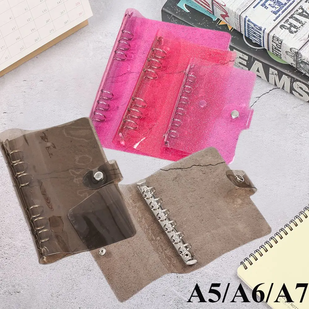 A5/A6/A7 Glitter Office Supplies Refillable Black Pink Diary Book Loose Leaf Binder Planner Clips File Folder Notebook Cover file folders,notebook cover