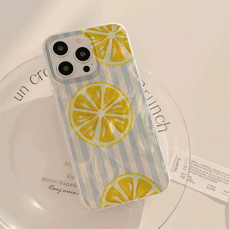 Summer Fresh Lemon Print Shockproof Phone Case
