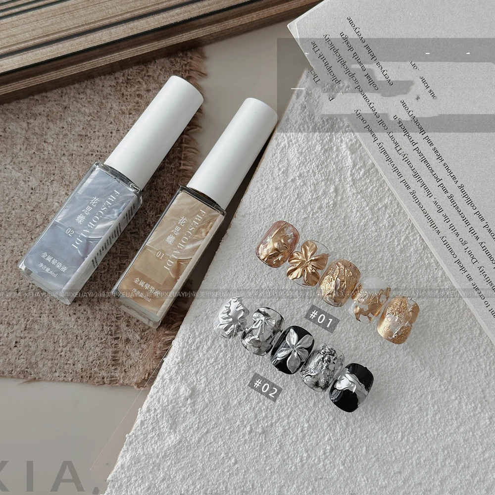 1Pcs Metal Smudge Liquid Nail Art Accessories 2 Colors Gold Silver Coloured Drawing Gradients Halo Dye Liquid Manicure Only 3