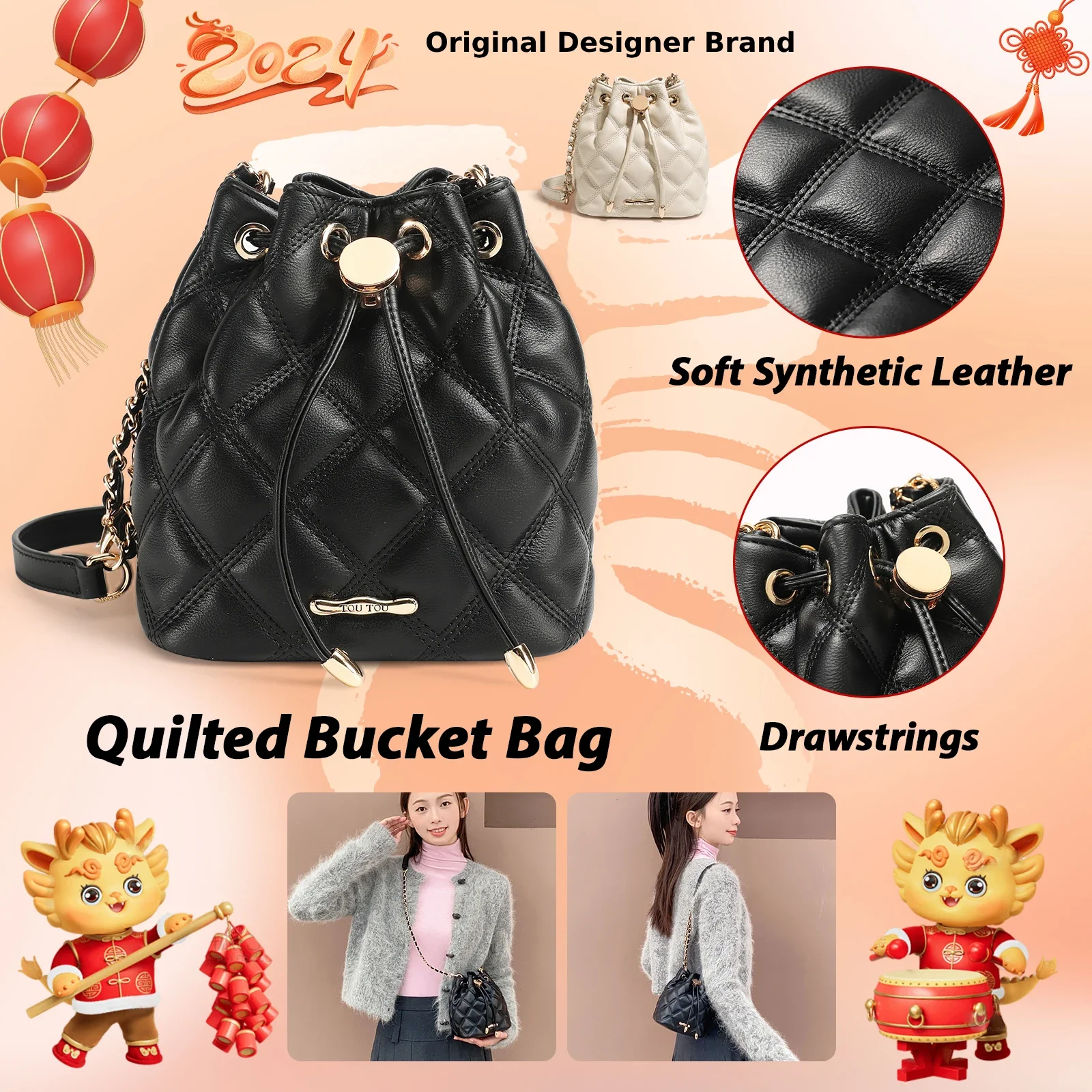 TOUTOU Classic Lingge Chain Bag Original Design Advanced