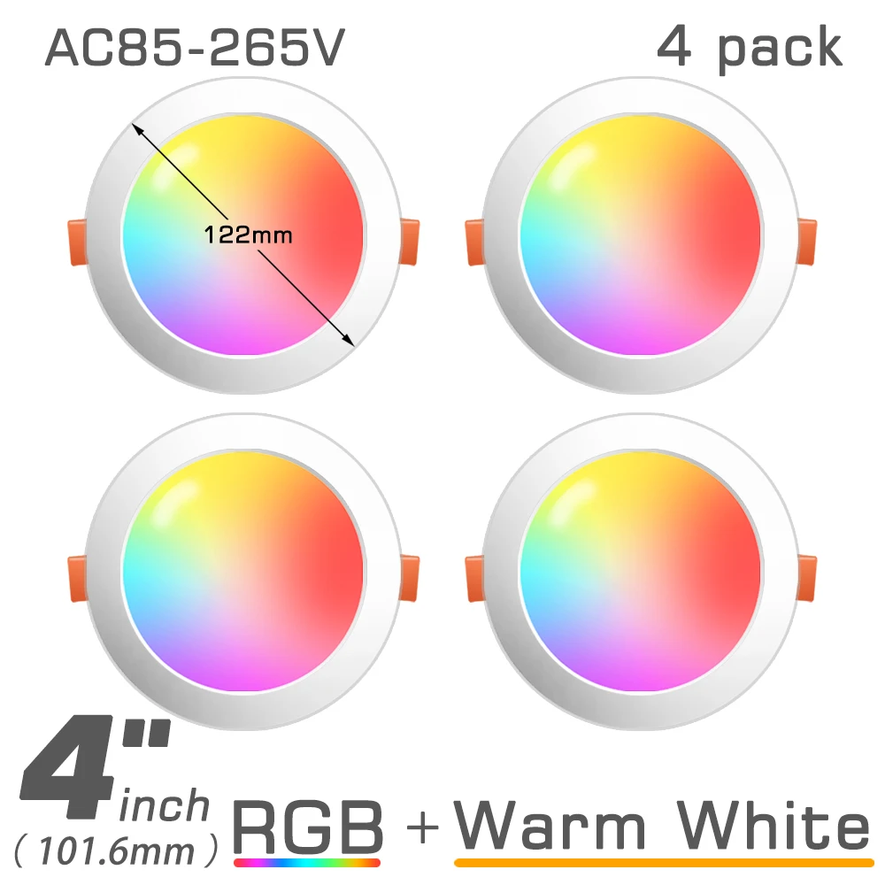 LED Ceiling Lamp RGB Downlight Dimmable Smart Home focos Bulb Light Spotlight Colour Changing Fan 220V 110V Work with Bluetooth down lights Downlights