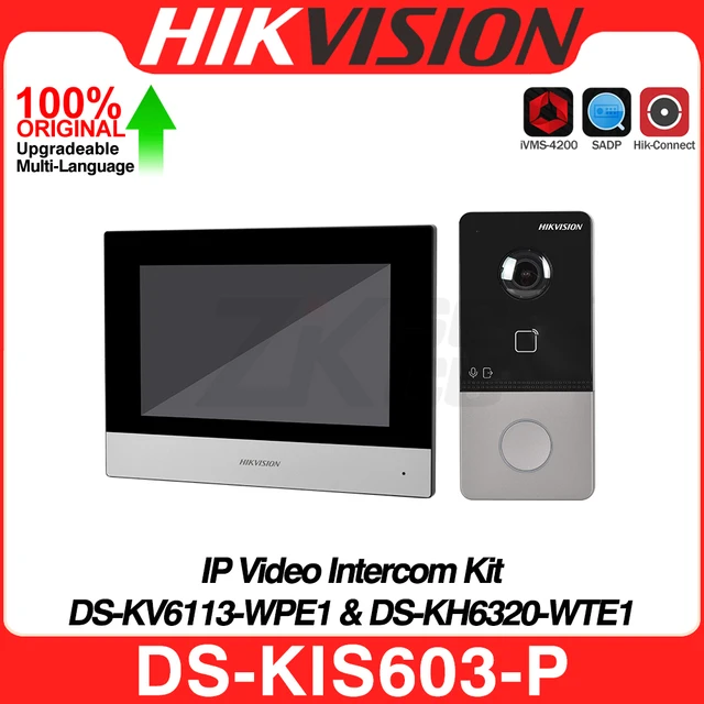 HIKVISION DS-KIS603-P Multi-language 802.3af POE IP Video intercom KIT include DS-KV6113-WPE1 & DS-KH6320-WTE1 call button 1