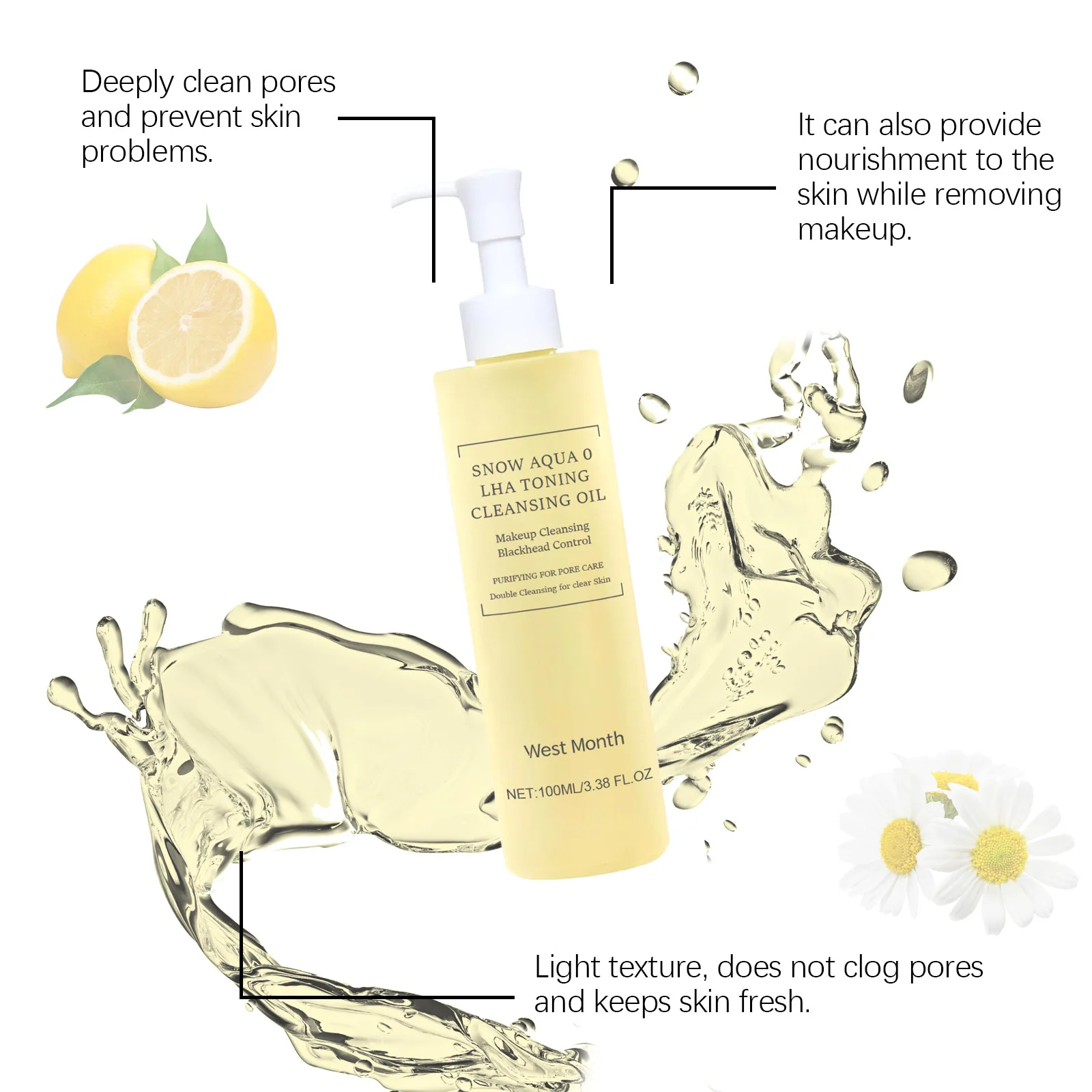 Facial Cleansing Oil Deeply Clean Pores Moisturizing Refresh Nourishing Gentle Toning Makeup Remover Liquid Sensitive Skin Care 4