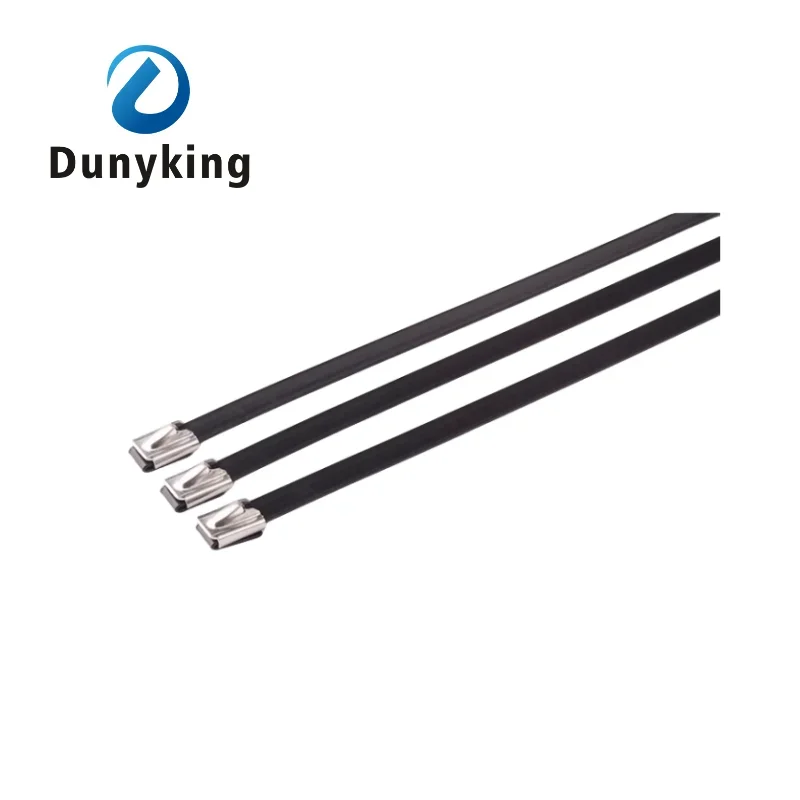 10-100 Pcs Stainless Steel Metal Black Plastic-covered Cable Ties  Metal Zip-Exhaust Multifunctional Locking 8mm Cable Tie