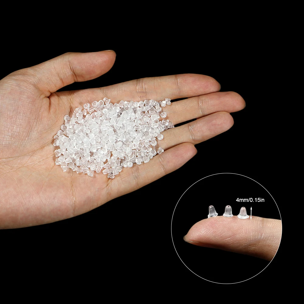 300/600/1200개/박스 4mm 실리콘 귀걸이 뒷면, 부드러운 투명 귀걸이 안전 패드, 백스토퍼 클러치 스토퍼 교체품