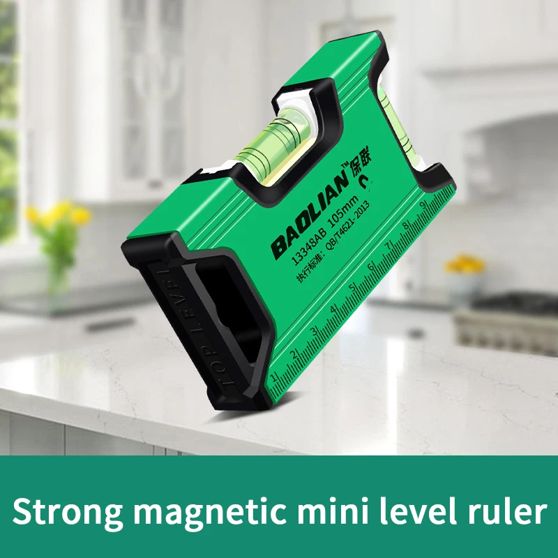 Horizontal Vertical Measure Metric Ruler Spirit Level Strong Magnetic Mini Aluminum Alloy Ruler Portable Decoration Special Tool