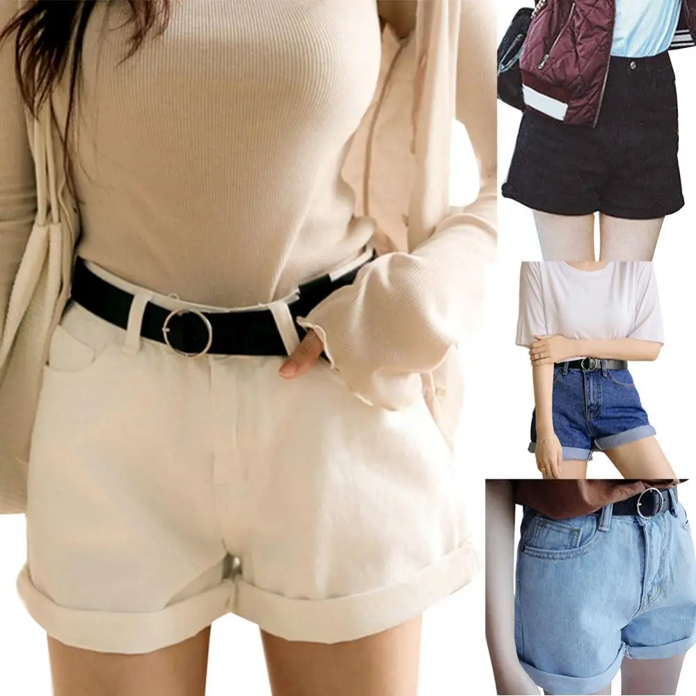 짧은 탄성 여성 와이드 레그 여름