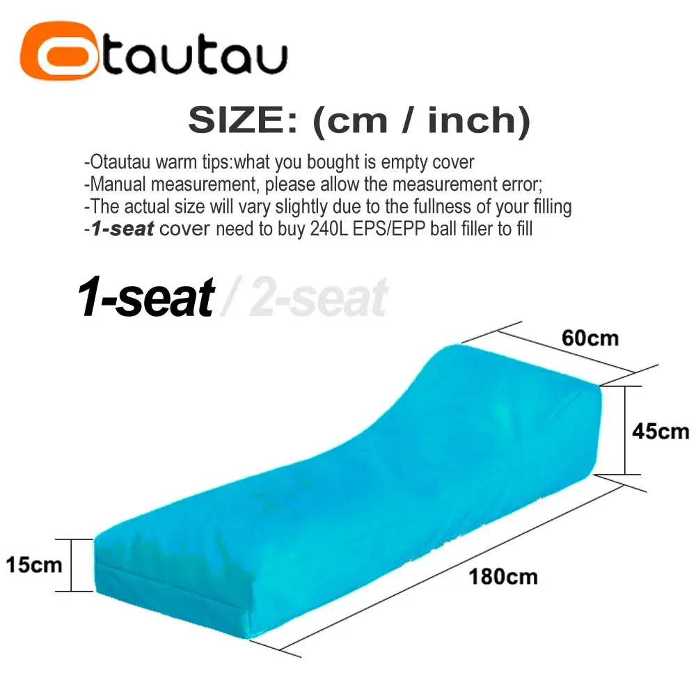 OTAUTAU filled Outdoor Chaise Lounge Pouf with Filler Whaterproof Swim Pool Floating Garden Camp Beanbag Puff Sofa Bed SF059
