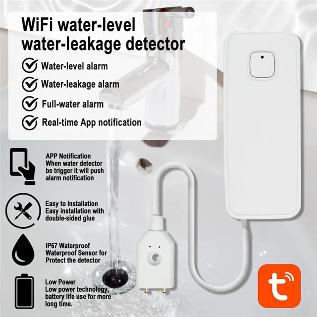 ABUO-Smart Switch Water Leakage Sensor Water Leakage Detection Alarm Detector Advanced Leak Detection 3