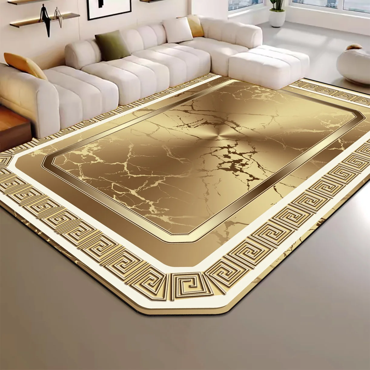 High-end Luxury Living Room Carpet 200x300cm Large Area Rugs Room Decor Golden Floor Mats Washable European Tatami Mat Non-slip 4