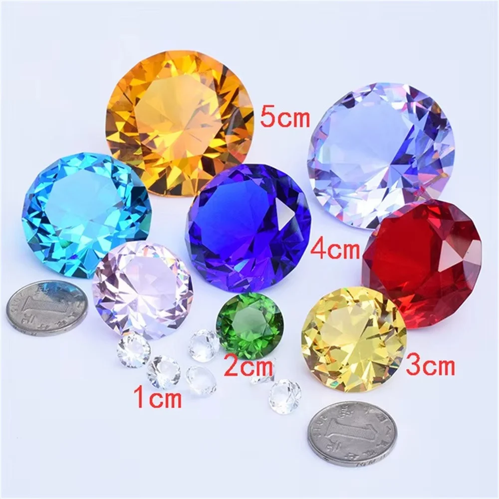 Colors Crystal Diamond Shaped Paperweight Decorative Cut Glass Giant Gemstone Wedding Home Decoration Christmas Gift 4