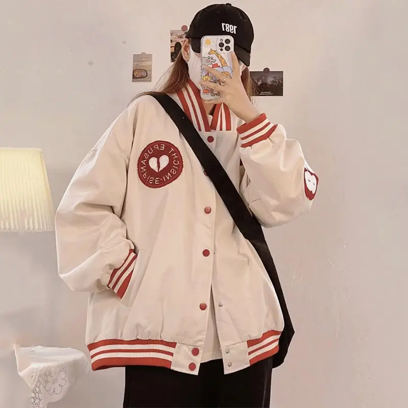 Deeptown Harajuku Fashion Baseball Jacket Women Y2k Streetwear College