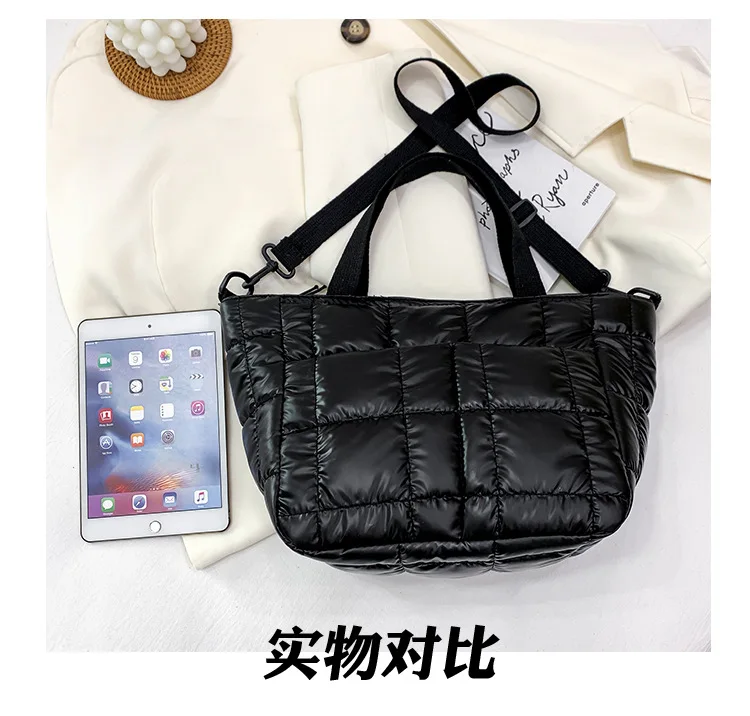 Nylon Quilted Women Handbags Fashion Cotton Padded Crossbody Bags for Women Designer Brands Down Space Shoulder Bag Purses 2022