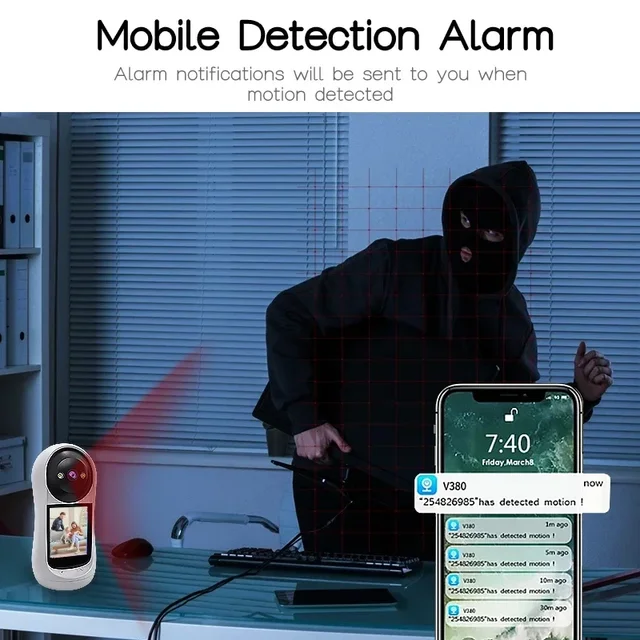 8MP Surveillance IP Camera 2.8 Inch Wifi Vedio IPS Screen Sound Detection HD Smart Home PTZ Cam Baby Monitor Security Protection 2