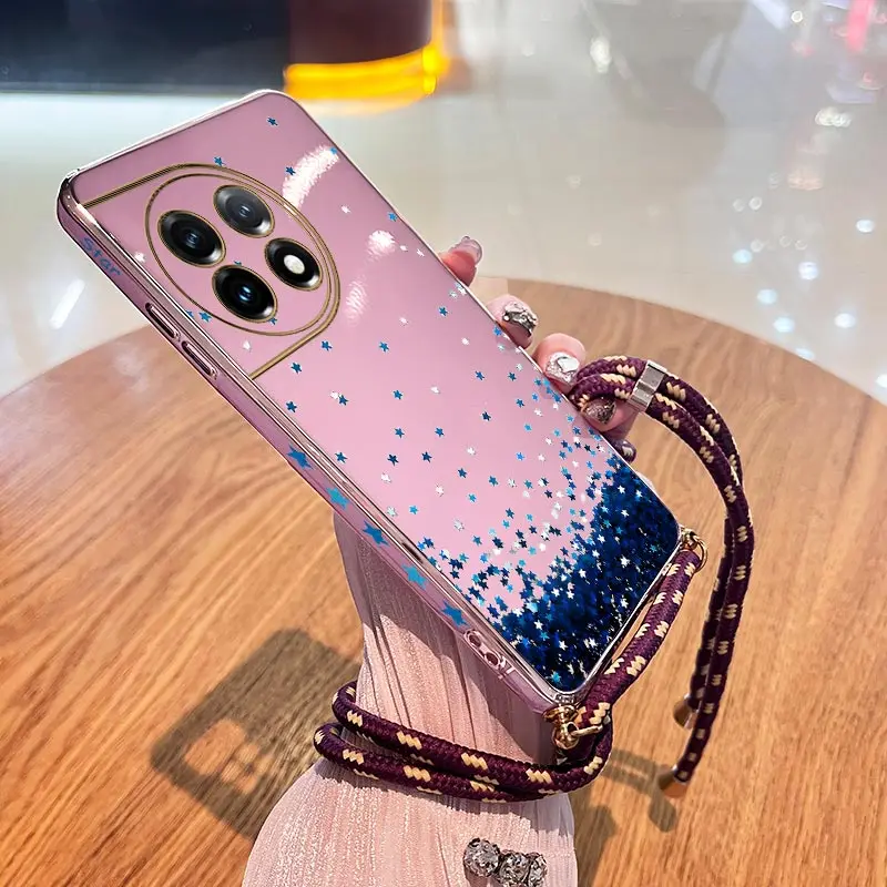 Blue Star Sky Lanyard Plating Phone Case Cover